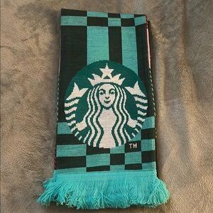 🆕 RARE Starbucks For Life Scarf Teal and Dark Green Fringe